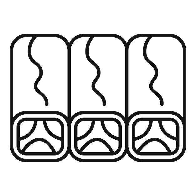 El icono de los tres rollos de primavera que muestra la cultura alimentaria asiática
