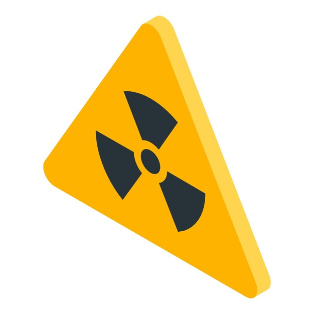 Icono de triángulo de radiación Isométrico del icono de vector de triángulo de radiación para diseño web aislado sobre fondo blanco