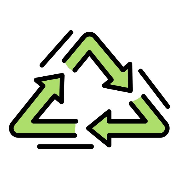 Vector el icono del triángulo de reciclaje contorno del icono vectorial del triángulos de reciclado color plano aislado