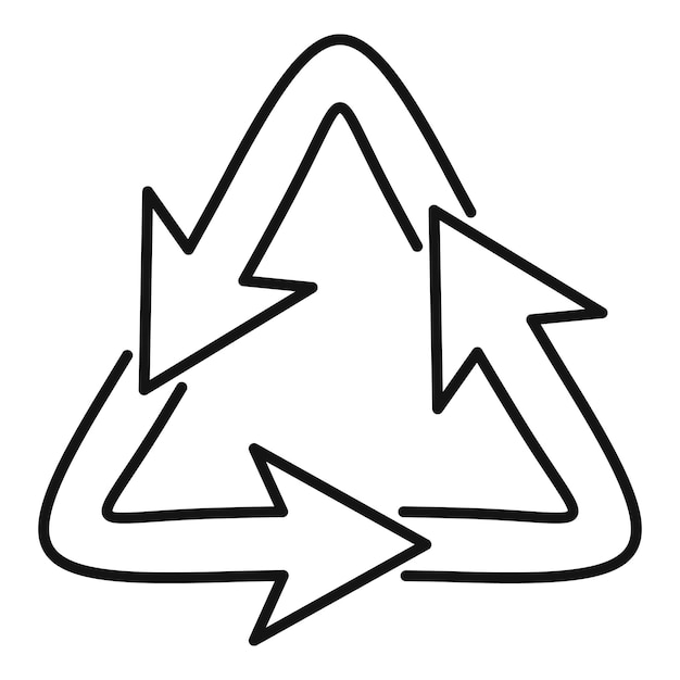 Icono de triángulo de reciclaje Icono de vector de triángulo de reciclaje de esquema para diseño web aislado sobre fondo blanco