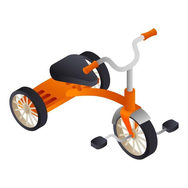 Icono de triciclo de niño naranja Isométrico de icono de vector de triciclo de niño naranja para diseño web aislado sobre fondo blanco