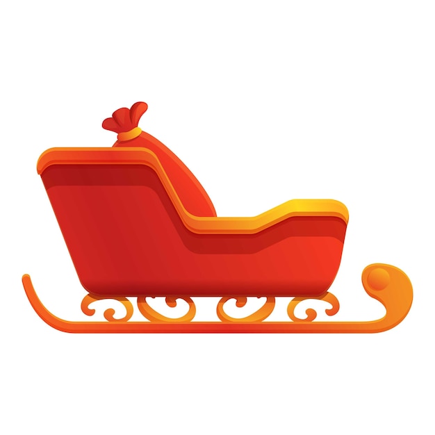 Icono de trineo de bolsa de Santa Caricatura de icono de vector de trineo de bolsa de Santa para diseño web aislado sobre fondo blanco
