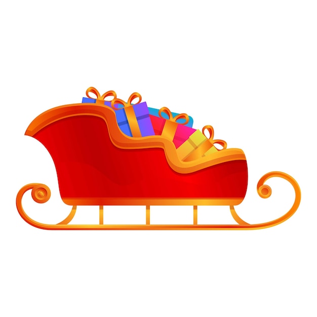 Icono de trineo de caja de regalo completo Caricatura de icono de vector de trineo de caja de regalo completo para diseño web aislado sobre fondo blanco