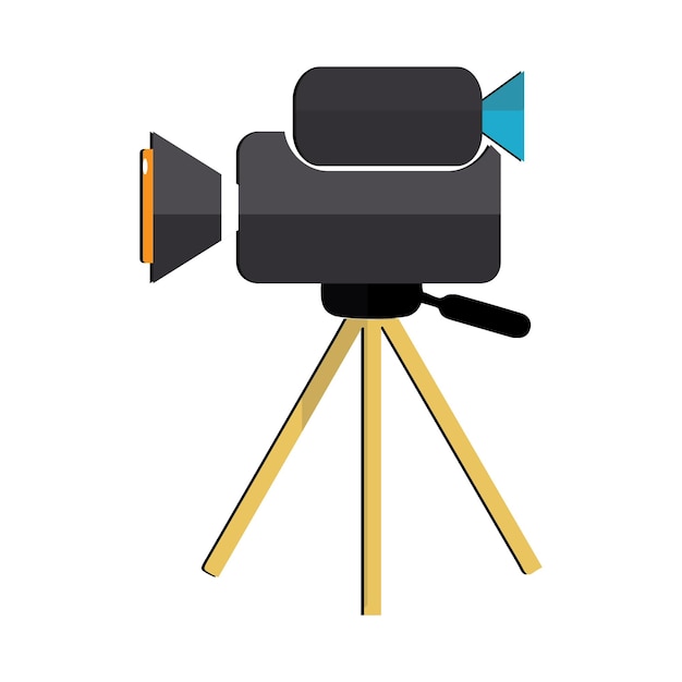 Icono de trípode de la cámara y cámara de película en un trípode Hacer un icono de película única en estilo monocromático