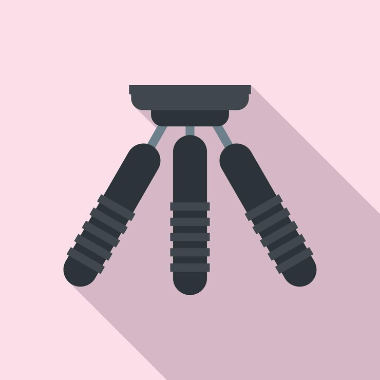 Vector icono de trípode pequeño vector plano soporte móvil para cámara trípode de película para teléfono inteligente