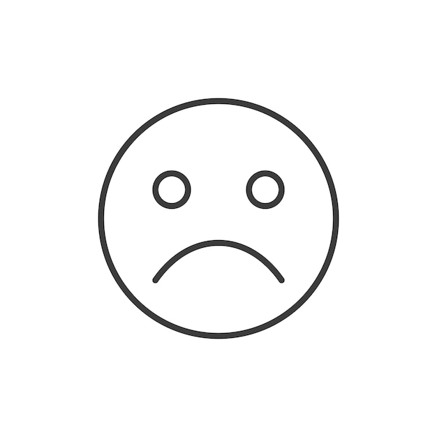 Icono triste conjunto cara infeliz emoji símbolo vectorial en negro relleno y estilo delineado