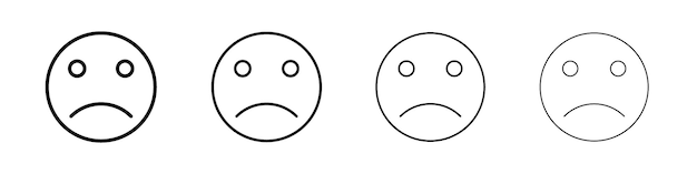 icono triste conjunto de símbolos de signos de contorno