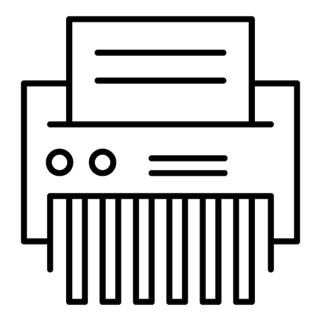 Icono de trituradora de oficina Icono de vector de trituradora de oficina de esquema para diseño web aislado sobre fondo blanco