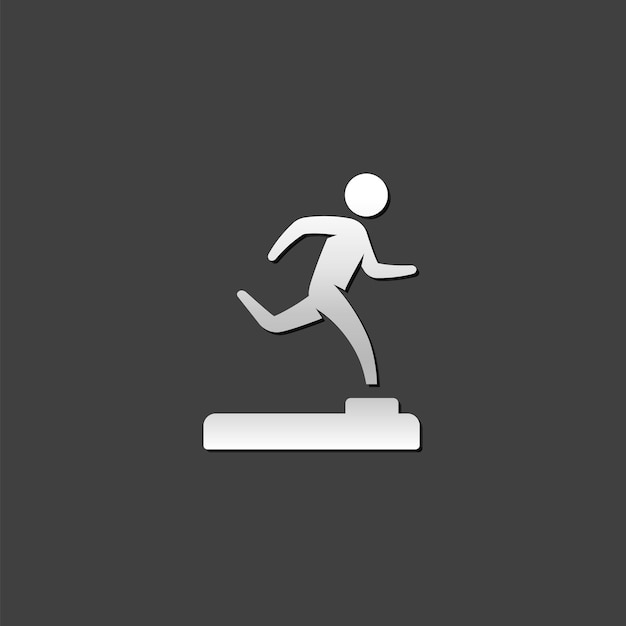 Ícono de trofeo atlético en estilo de color gris metálico Triatlón de carrera deportiva