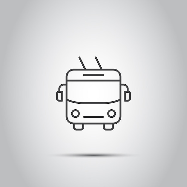 Vector icono de trolebús en estilo plano ilustración vectorial de autobús eléctrico en un fondo aislado concepto de negocio de señales de transporte