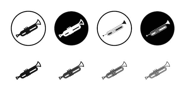 Ícono de trompeta Ilustración de línea delgada plana vectorial