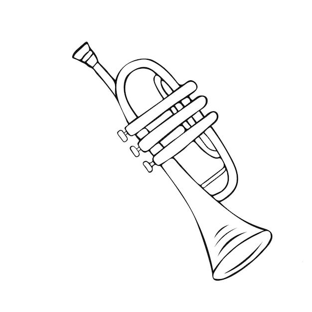 Icono de trompeta individual Un icono de instrumento de viento para impresión y digital Un símbolo dibujado a mano de la trompeta Vector