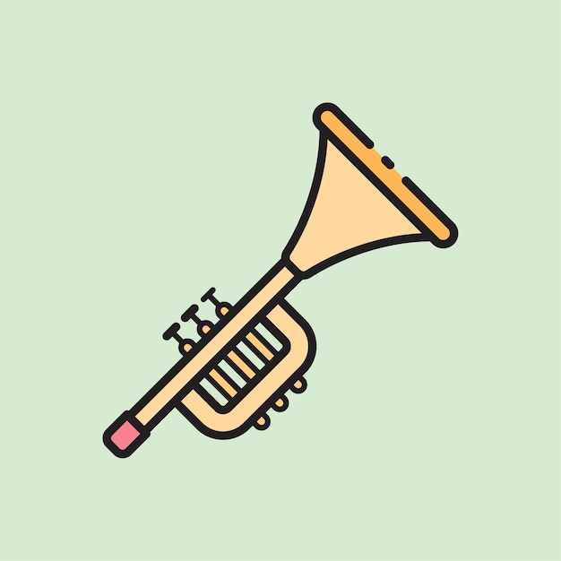 icono de trompeta navideña con estilo de color lineal