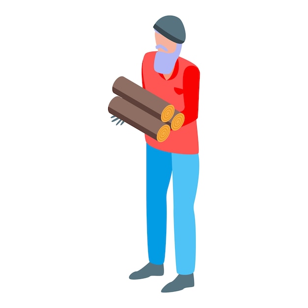Icono de tronco de madera de leñador Isométrico de icono de vector de tronco de madera de leñador para diseño web aislado sobre fondo blanco