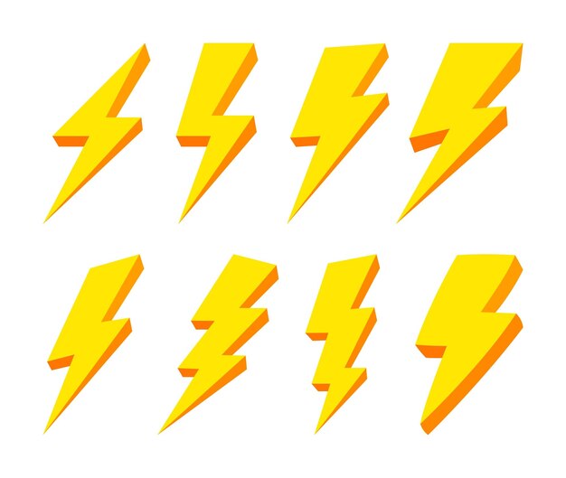 icono de trueno amarillo 3d sticker de trueno símbolo del icono de Trueno