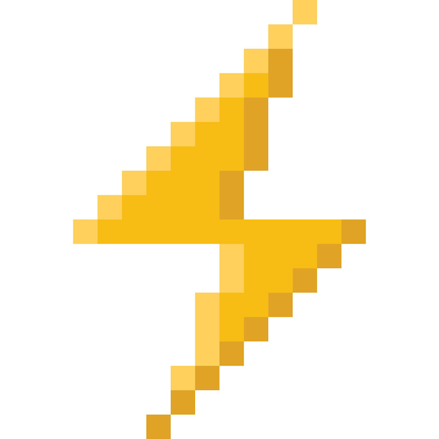 El icono del trueno amarillo del pixel art 1