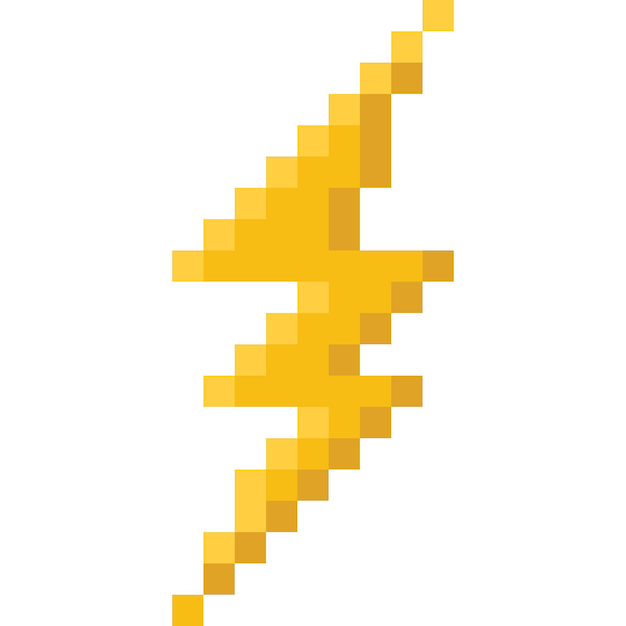 El icono del trueno amarillo del pixel art 3