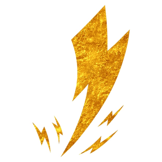 icono de trueno en estilo de color dorado