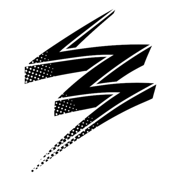 icono de trueno en estilo de medio tono negro