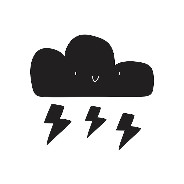 Vector icono de trueno lindo pronóstico del tiempo diseño de silueta ilustración vectorial sobre fondo blanco