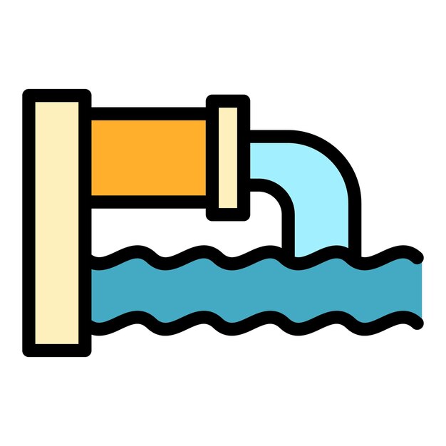 Icono de tubería de aguas residuales Contorno Icono de vector de tubería de aguas residuales para diseño web aislado en color plano de fondo blanco