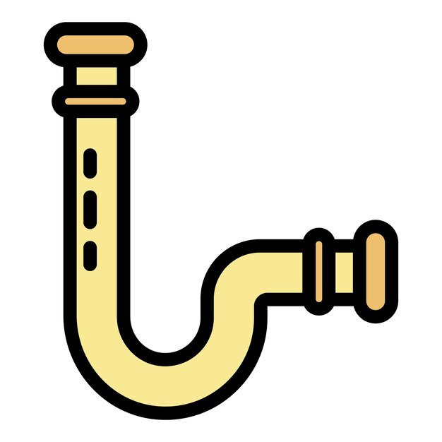 Icono de tubería de baño Contorno de tubería de baño vector icono color plano aislado