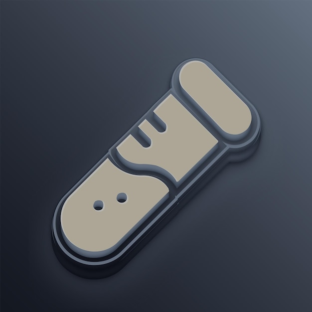 Icono de tubo de ensayo 3D de tono de cemento con fondo gris editable