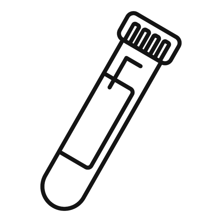Vector icono de tubo de ensayo médico que representa el análisis de sangre y la atención médica