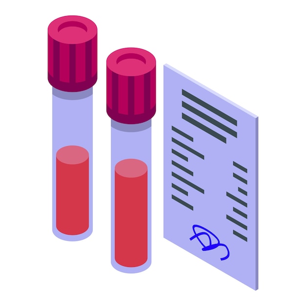 Vector icono del tubo de ensayo de sangre vector isométrico salud médica clínica de medicina