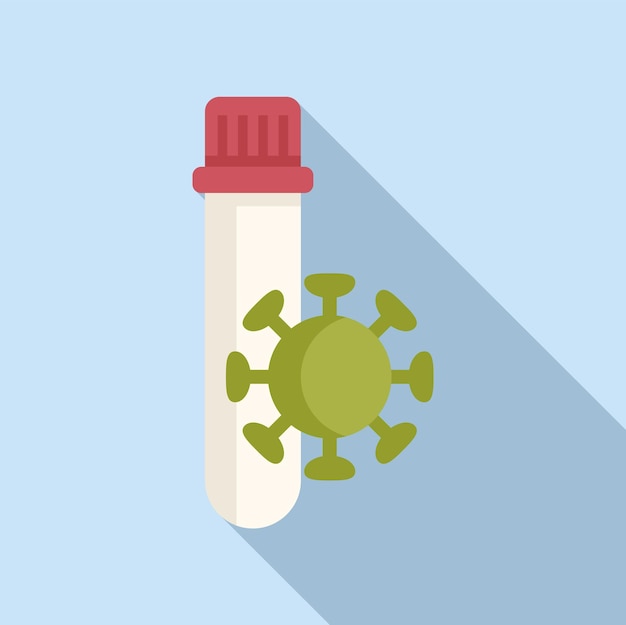 Icono de tubo de ensayo de virus vector plano Corona laboratorio Control de nariz