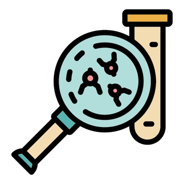 Icono del tubo y la lupa Icono vectorial del tubo y de la lupa Color plano aislado