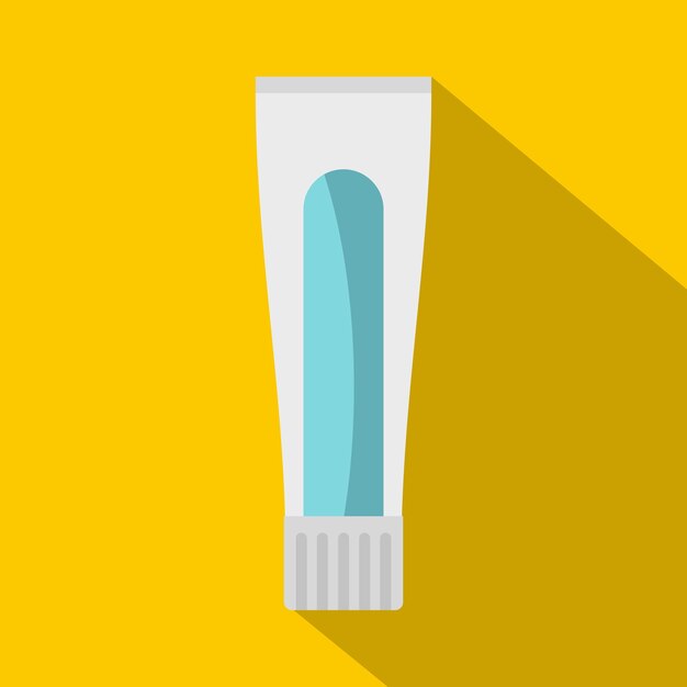 Icono de tubo de pasta de dientes Ilustración plana de tubo de pastas de dientes Icono vectorial para web aislado en fondo amarillo