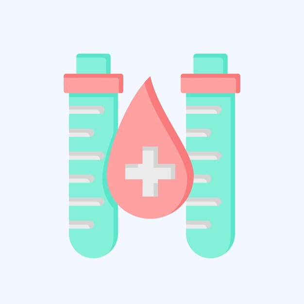 Icono Tubo de sangre relacionado con el símbolo de donación de sangre estilo plano diseño simple editable