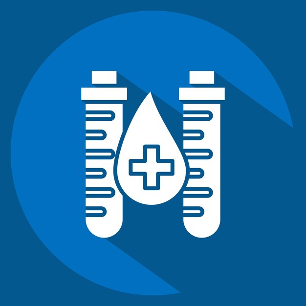 Icono Tubo de sangre relacionado con el símbolo de donación de sangre estilo de sombra larga diseño simple editable