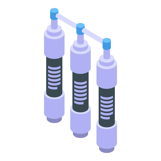 Icono de tubos de ósmosis vector isométrico Sistema de agua Filtro inverso