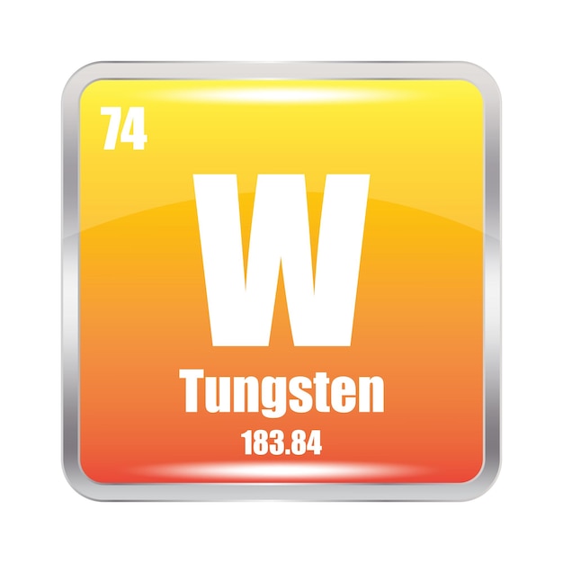 Ícono de tungsteno Elemento químico W Número atómico 74 Masa 18384 Cuadrado naranja