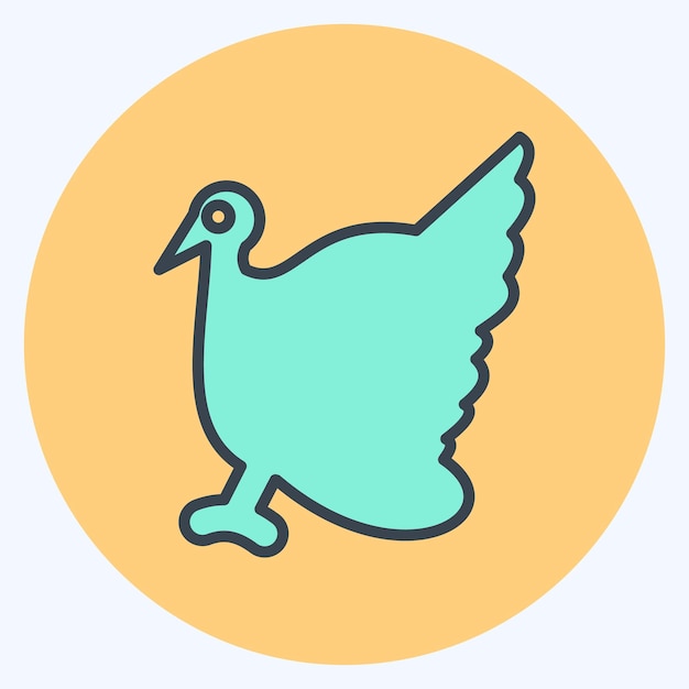 Icono Turquía relacionado con los animales domésticos símbolo de color compañero diseño de estilo editable