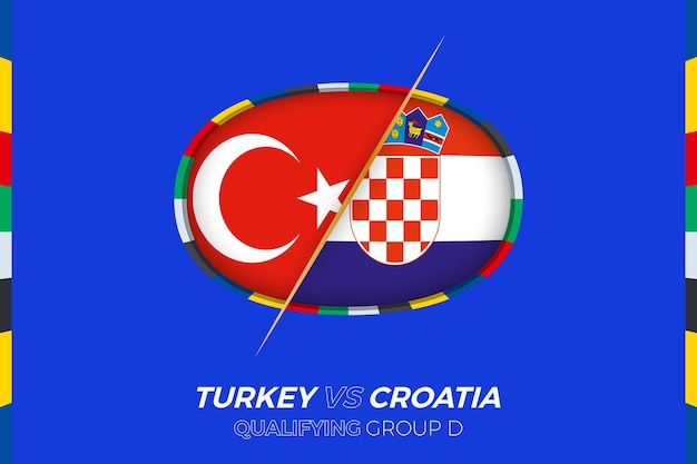 Icono de turquía vs croacia para el grupo d de clasificación del torneo de fútbol europeo