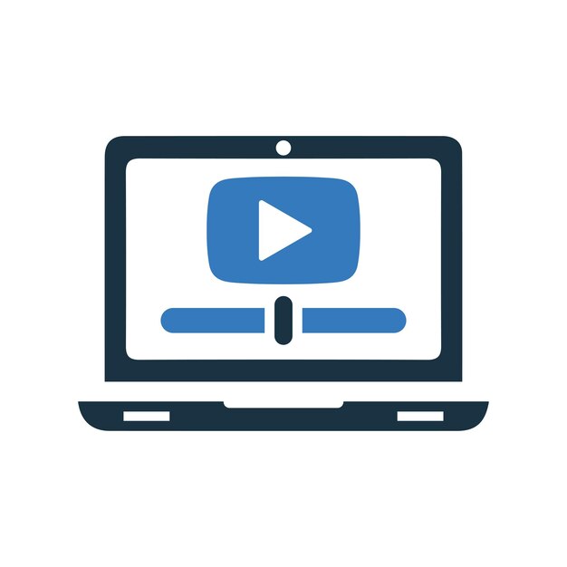 Icono de tutorial de video de clase en línea Logotipo vectorial editable