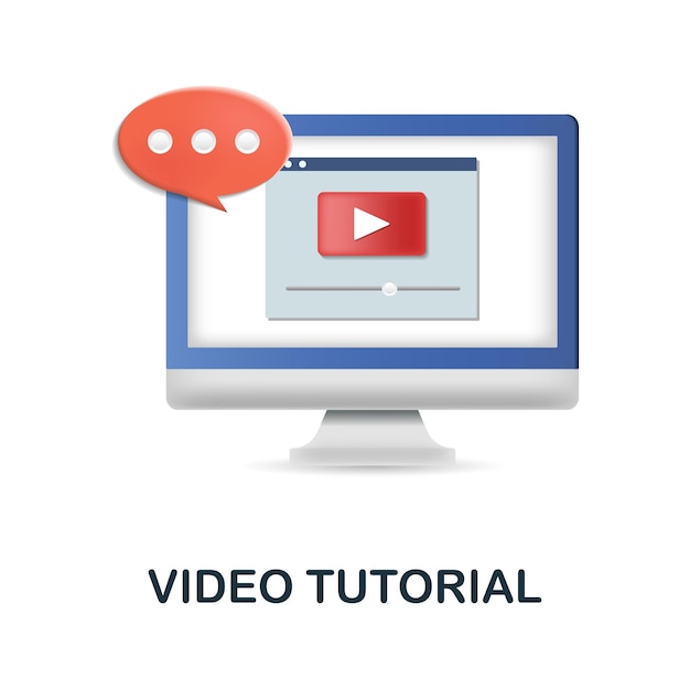 Ícono de tutorial en video Ilustración 3d de la colección de aprendizaje electrónico Ícono 3d de tutorial en video creativo para plantillas de diseño web, infografías y más