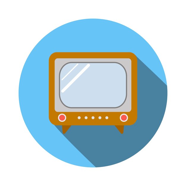 Icono de TV antiguo en estilo plano sobre un fondo blanco