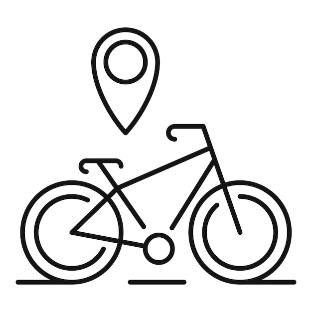 Icono de ubicación de bicicleta con pin gps Icono de vector de ubicación de bicicleta con pin gps para diseño web aislado en fondo blanco