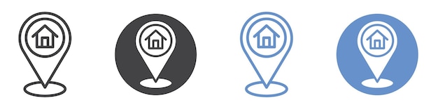 Icono de ubicación de la casa Arte plano en blanco y negro aislado