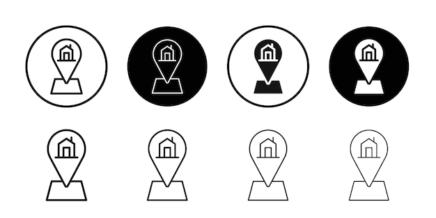 Icono de ubicación de la casa Conjunto de logotipos vectoriales de línea negra