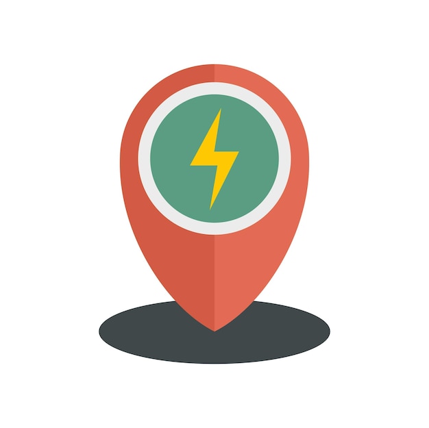 Icono de ubicación de la estación de carga Ilustración plana del icono de vector de ubicación de la estación de carga aislado sobre fondo blanco