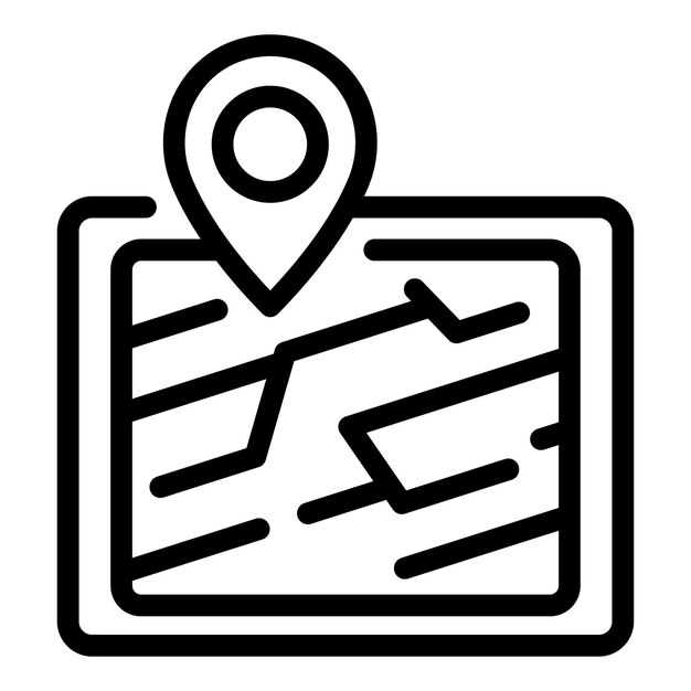 Icono de ubicación gps de tableta Esquema de icono de vector de ubicación gps de tableta para diseño web aislado sobre fondo blanco