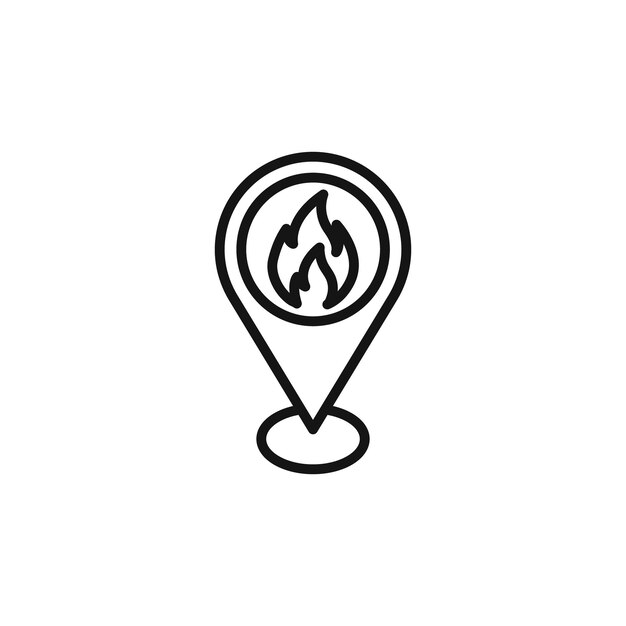 icono de ubicación del incendio Vector plano aislado en contorno