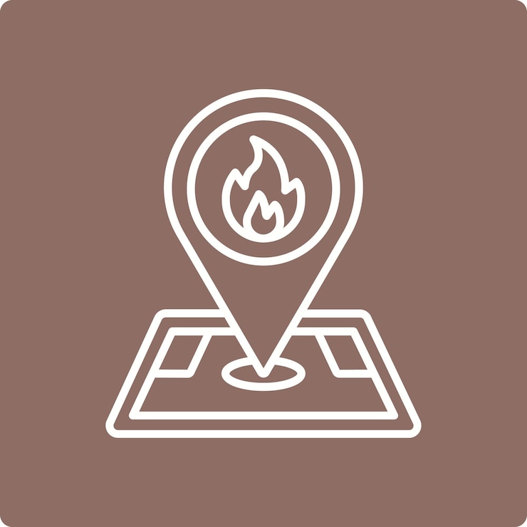 Vector ícono de ubicación del incendio