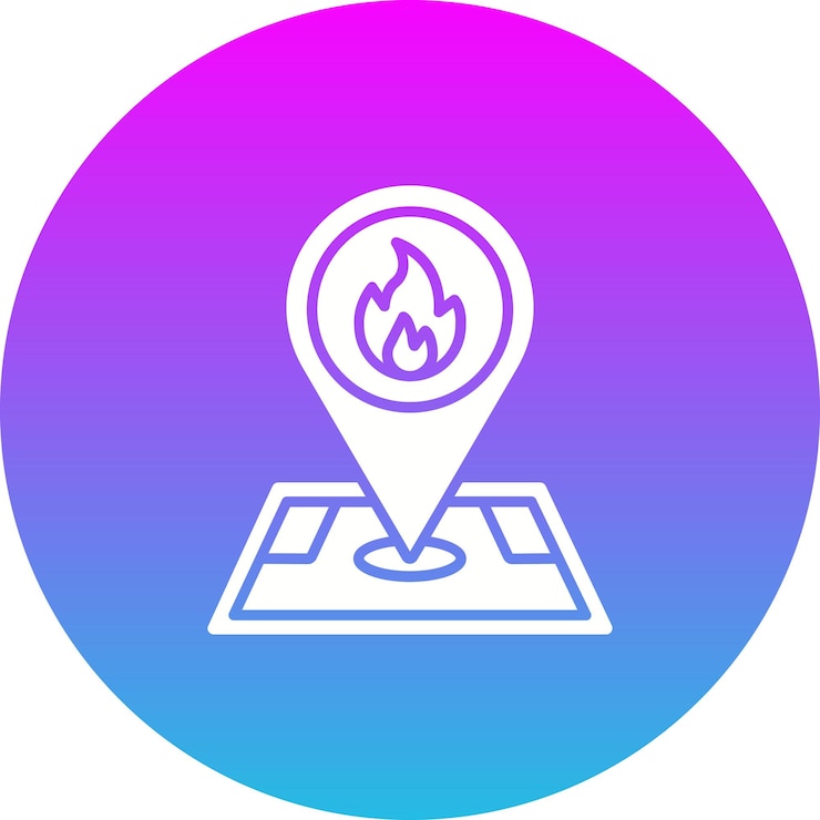 Vector ícono de ubicación del incendio