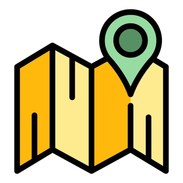 Icono de ubicación del mapa Contorno del mapa Icono vectorial de ubicación color plano aislado